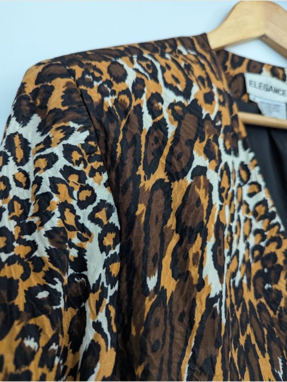 Silk 6 Leopard Jacket Animal Print 80s Crinkled Oversized Mob Wife Elegance - Picture 7 of 16
